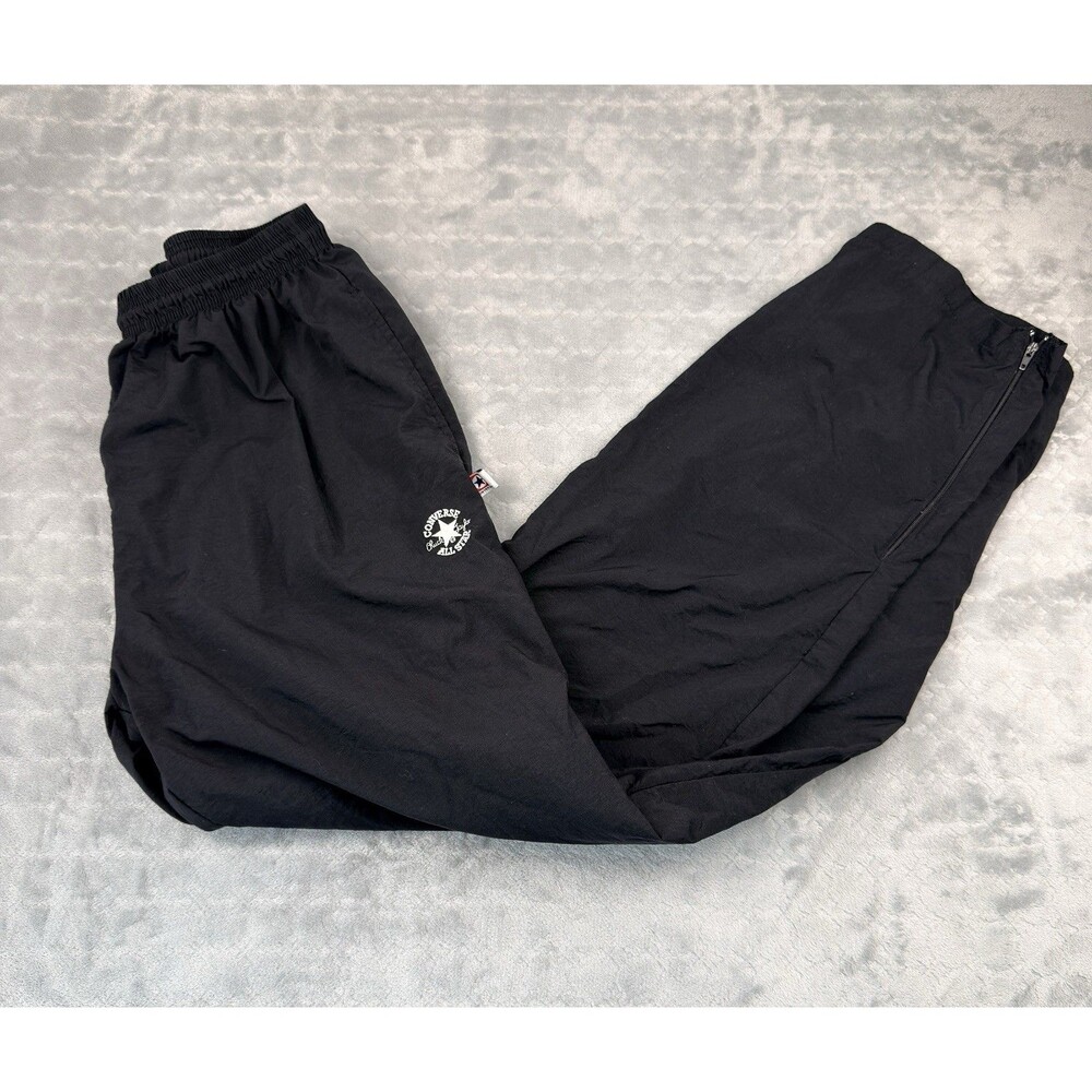 Vintage Converse Chuck Taylor All Star Track Pants L Black Nylon Zip Ankle